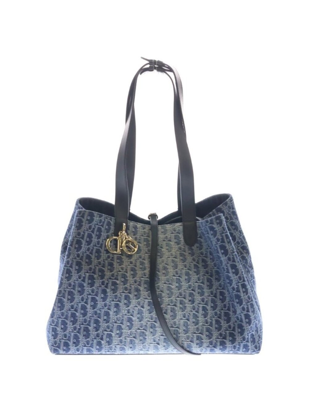 Dior Toujour Denim Leather Tote Gold Blue - Picture 1 of 6
